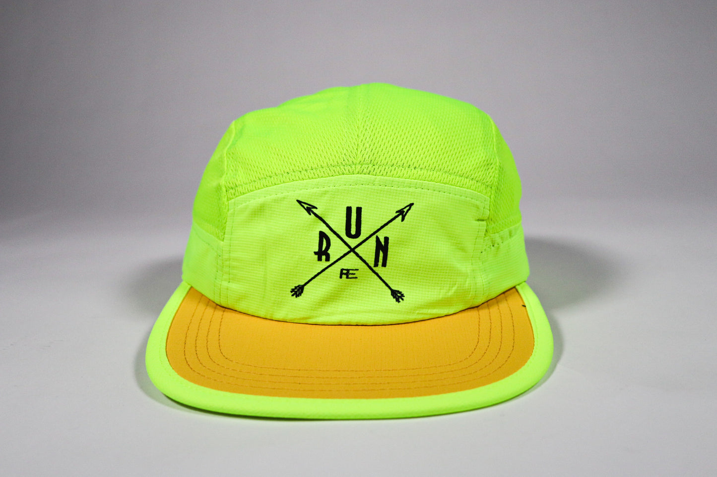 5 panel cross run hat neon