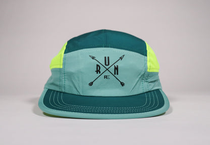 5 panel cross run hat neon